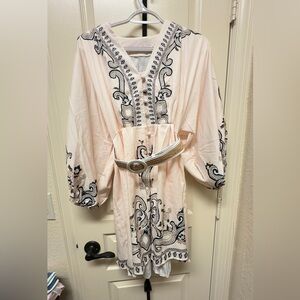 Bohemian Pink and Black Embroidered Dress